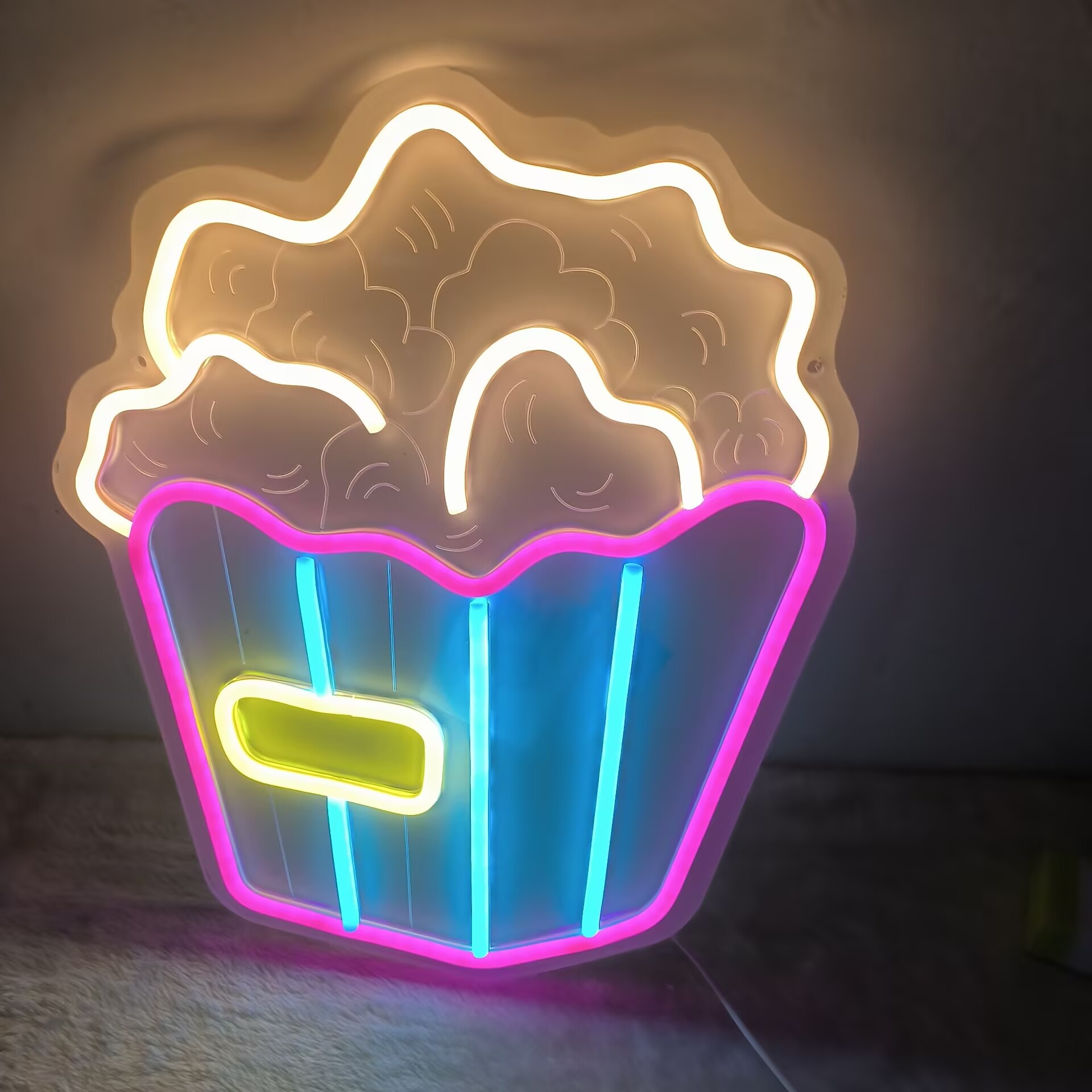 Home Cinema Kids - 팝콘 네온사인 LED 벽 장식 USB