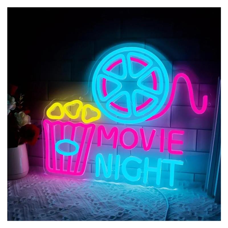 Home Cinema Night - 영화의 밤 네온 사인 팝콘 조명
