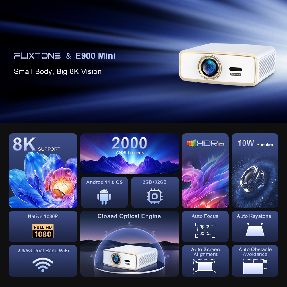 플릭스톤 E900 미니 휴대용 풀 HD 프로젝터, HD - Home Cinema Compact 리뷰 및 가격